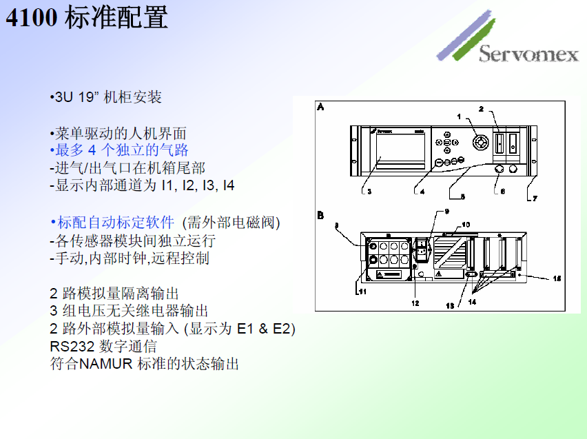 SERVOPRO 4100 氣體分析儀標準配置 SERVOPRO 4100 氣體分析儀標準配置